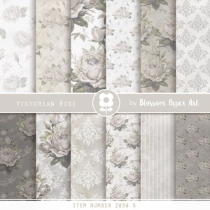 Digitaal papier, Shabby Chic Papers, Grijs Plakboek Papier, Rozen Vintage Papers, Oude Textuur Shabby Chic Papier INSTANT DOWNLOAD - 2853 5