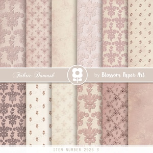 Pale Pink Damask Digital Paper Pack: Victorian Scrapbooking (Digital Download)