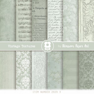 vintage Paper Green Texture, Antique Paper for Junk Journal, Pages d'écriture manuscrite, Feuille de musique, Carte pour la journalisation TÉLÉCHARGEMENT INSTANTANÉ 2929 3