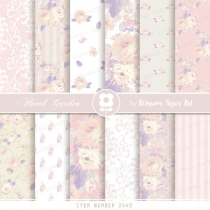 Hochzeit Digitalpapier, schäbige Rosen digitales Papier Pack, Hochzeit Scrapbooking, rosa Rosen zarte Sammlung INSTANT DOWNLOAD 2445