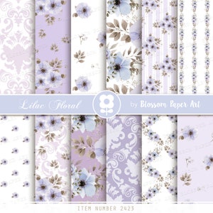 Floral Purple Digital Paper Pack: Scrapbook & Card Making (Digital Download)