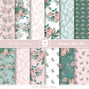Victorian Roses Digital Paper Printable Floral Digital Paper Pack, Victorian Roses Scrapbooking Rose Papers - INSTANT DOWNLOAD 2332
