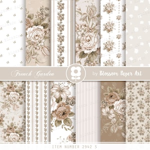 Brown Floral Digital Paper, Victorian Rose Digital Paper voor Junk Journal, Vintage Scrapbook Paper, Shabby Roses - INSTANT DOWNLOAD 2942 5