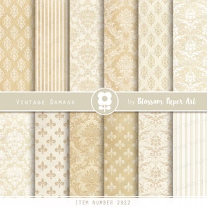 Damast Digitaal Papier, Kerst Achtergronden, Beige Digitaal Papier, Vintage Texturen 2922