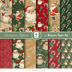 Vintage Christmas Digital Paper Pack: Scrapbooking Collage (INSTANT DOWNLOAD)
