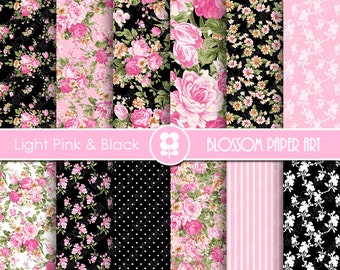 Pink Floral Digital Paper Pack: Scrapbooking Designs (Digital Download)