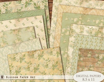 Digital Paper, Floral Scrapbook Paper, Vintage Rose Collage Sheet, Junk Journal Digital Papers, Floral Digital Scrapbook 2711