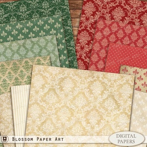 Christmas Digital Paper, Vintage Christmas Papers, Scrapbook Paper, Christmas Wrapping Paper, Junk Journal Vintage Papers 2950 1