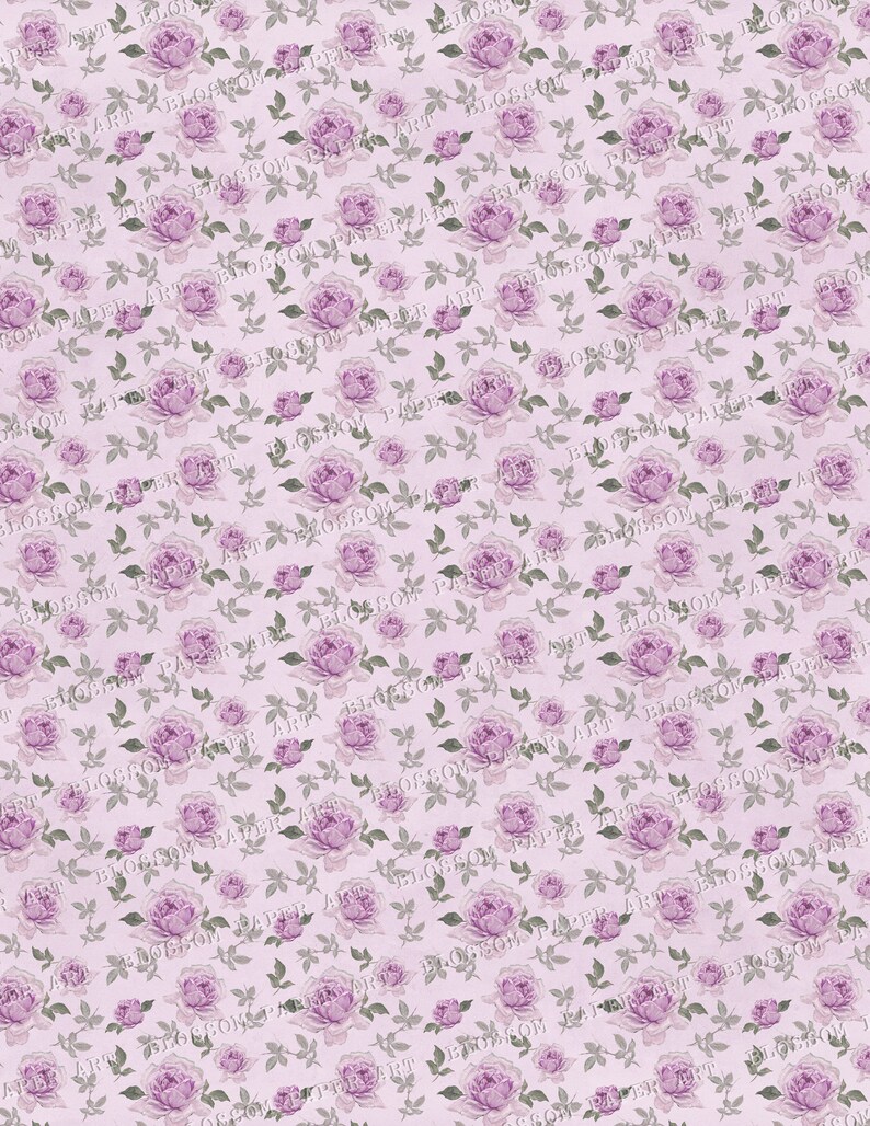 Purple Digital Paper Rose Scrapbook Paper Floral Collage - Etsy