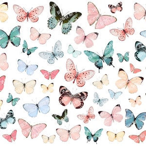 Foglio collage digitale farfalle - Farfalle rosa azzurro - Carta per scrapbooking - Scrapbook - Blossom Paper Art - 1910