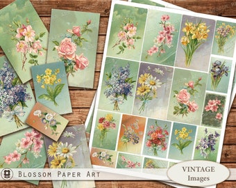 Floral Ephemera: Vintage Postcards, Junk Journal Printable (Digital Download)