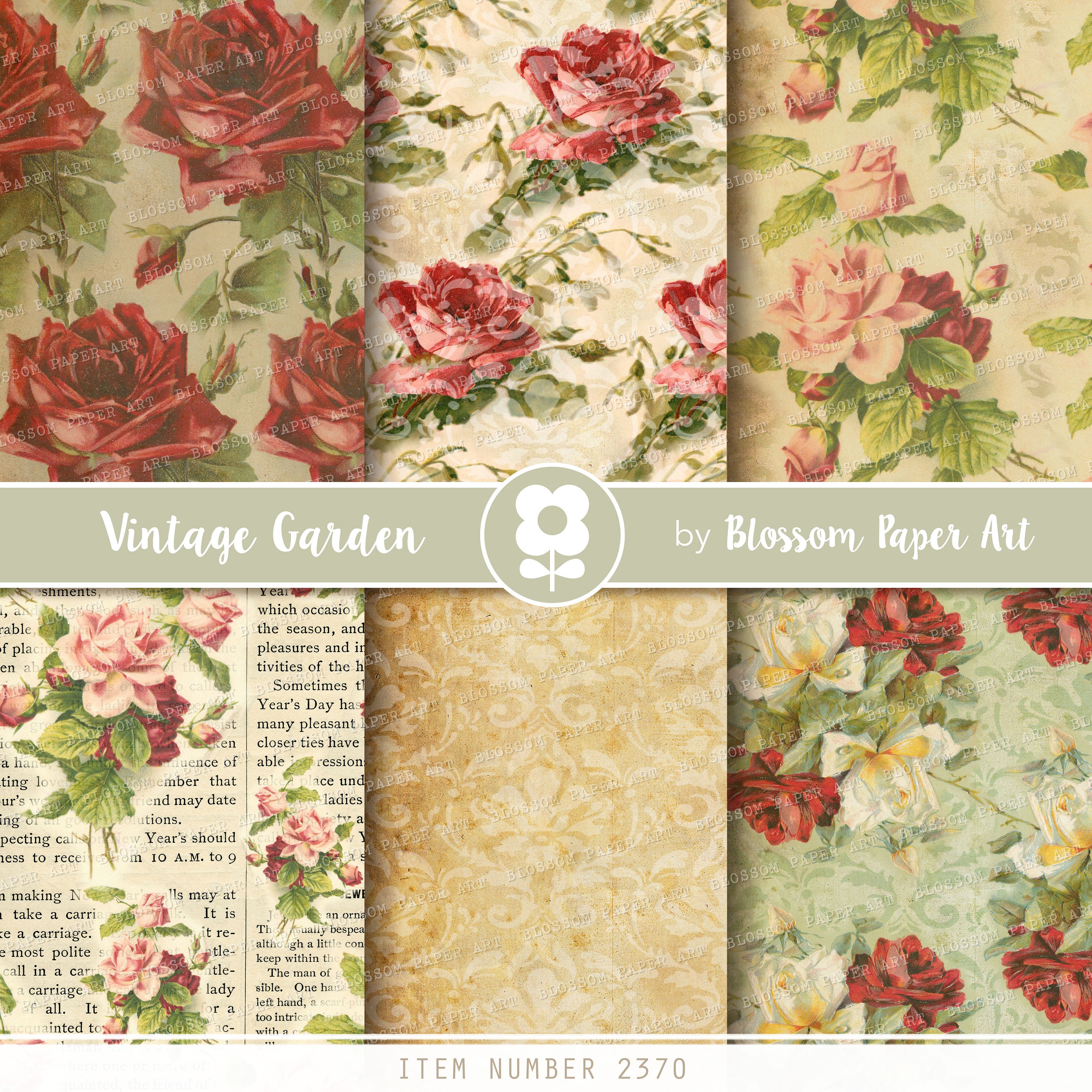 Vintage Rose Digital Paper Pack: Victorian Floral Designs (instant ...
