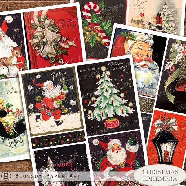 Christmas Cards, Vintage Christmas Printable Images, Retro Christmas Graphics, Scrapbook, Junk Journal Christmas Digital Download 2784 1