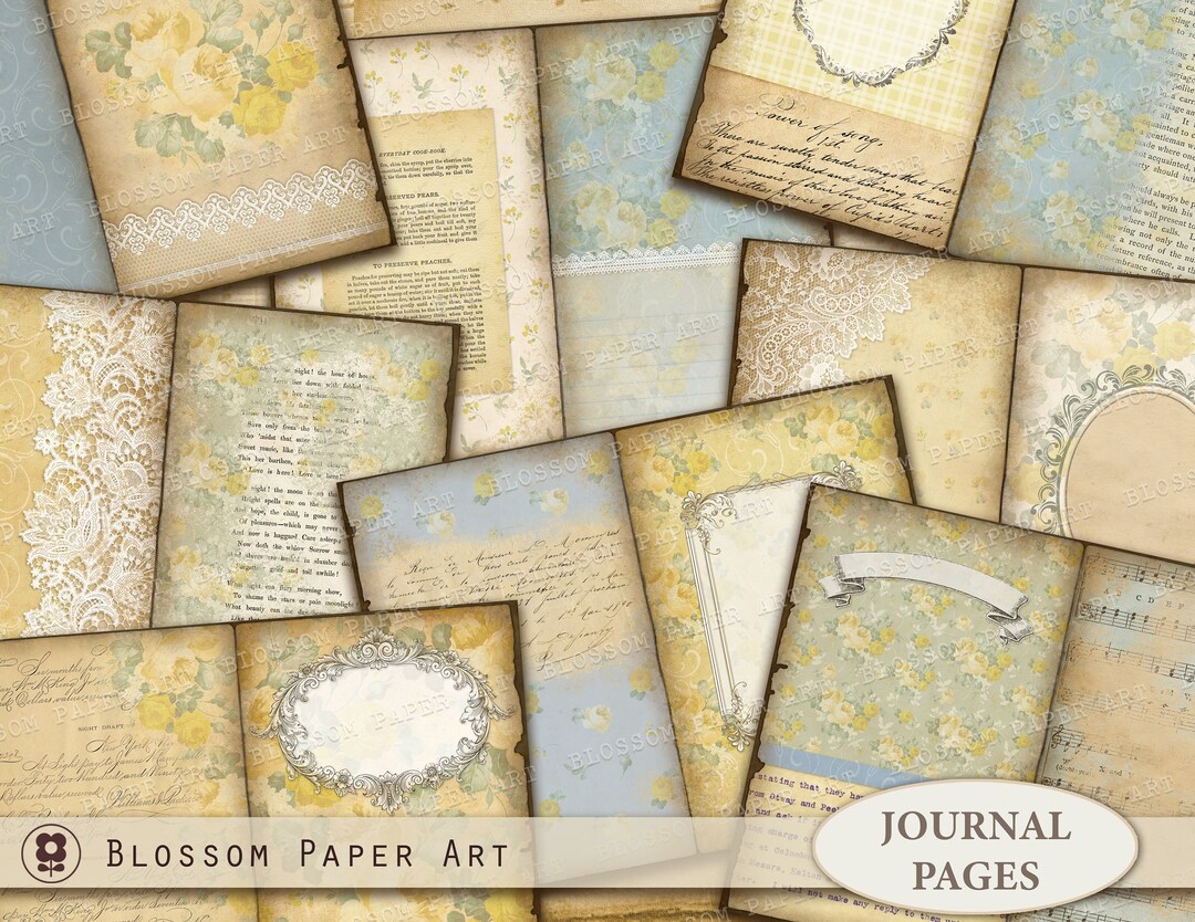 Vintage Shabby Roses Junk Journal Pages: Printable Ephemera (digital ...