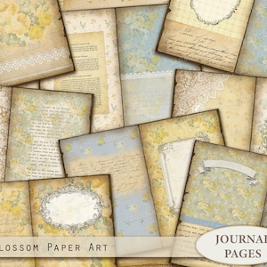 Junk Journal Sheets, Vintage Journaling Pages, Shabby Roses Digital Journal Kit Ephemera Collage Sheet Digital Download Paper 2590