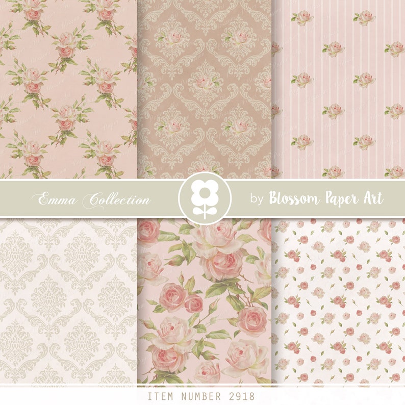 Shabby Chic Roses Digital Paper Pack Peach Digital Paper - Etsy