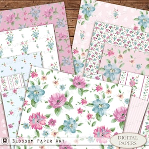 Papel digital floral rosa, papel de scrapbook gasto, folha de colagem floral, Liberty Floral Papers Digital Download 2949 3