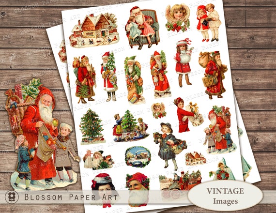 Vintage Christmas Collage Sheet: Printable Ephemera (Digital Download)