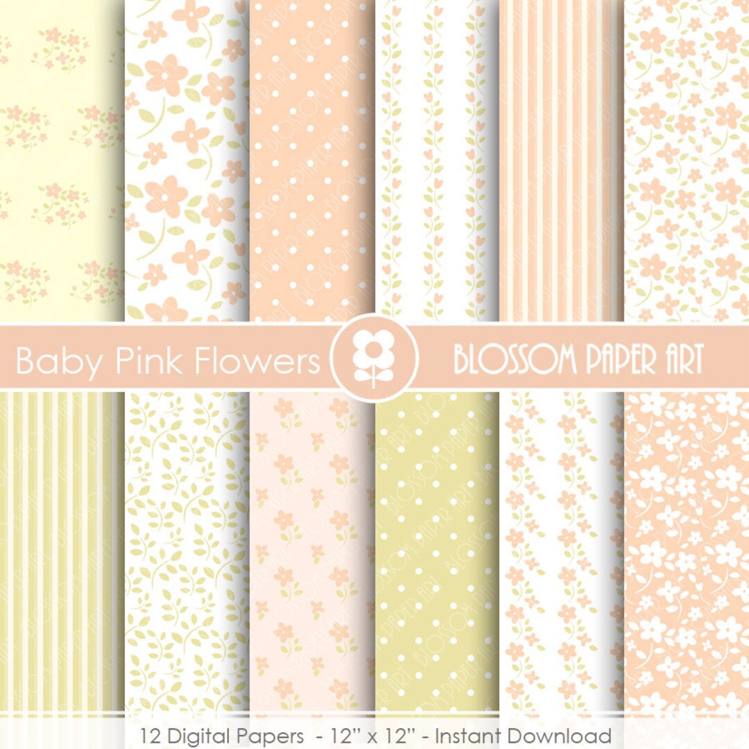 Digital Paper Wedding Digital Papers, Baby Pink Flowers, Digital Paper ...