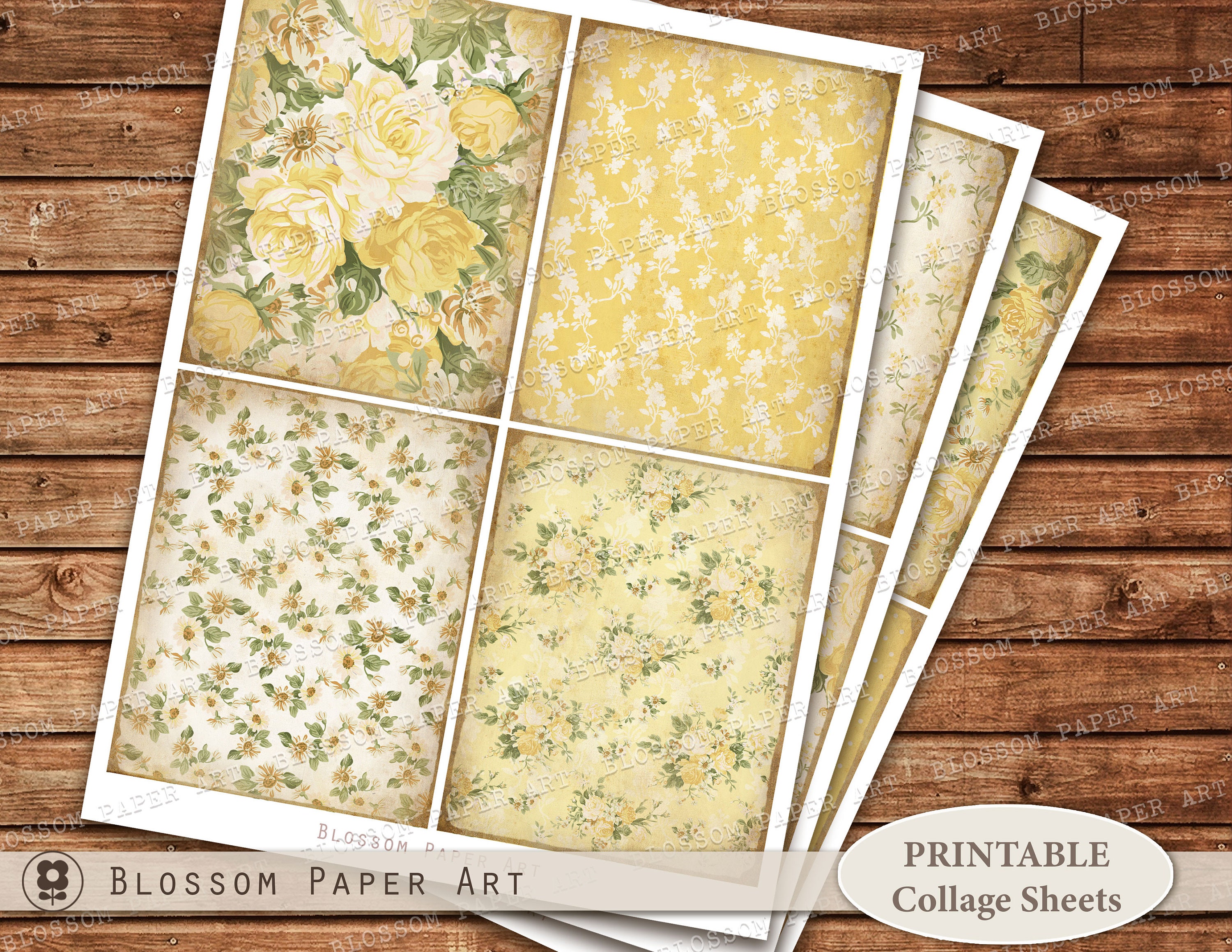 Vintage Floral Cards: Junk Journal Printable Collage Sheet (digital ...