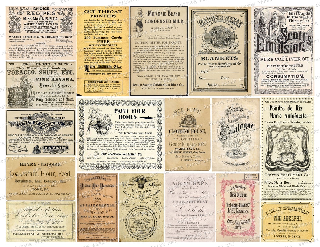 Vintage Ephemera, Printable Ephemera Junk Journal Collage Sheet, Digital  Ephemera, Antique Digital Download 2801 -  Denmark
