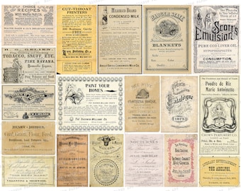Vintage Ephemera, Printable Ephemera Junk Journal Collage Sheet, Digital Ephemera, Antique Digital Download 2801