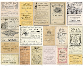 Vintage Ephemera Collage Sheet: Printable Junk Journal Embellishments (Digital Download)
