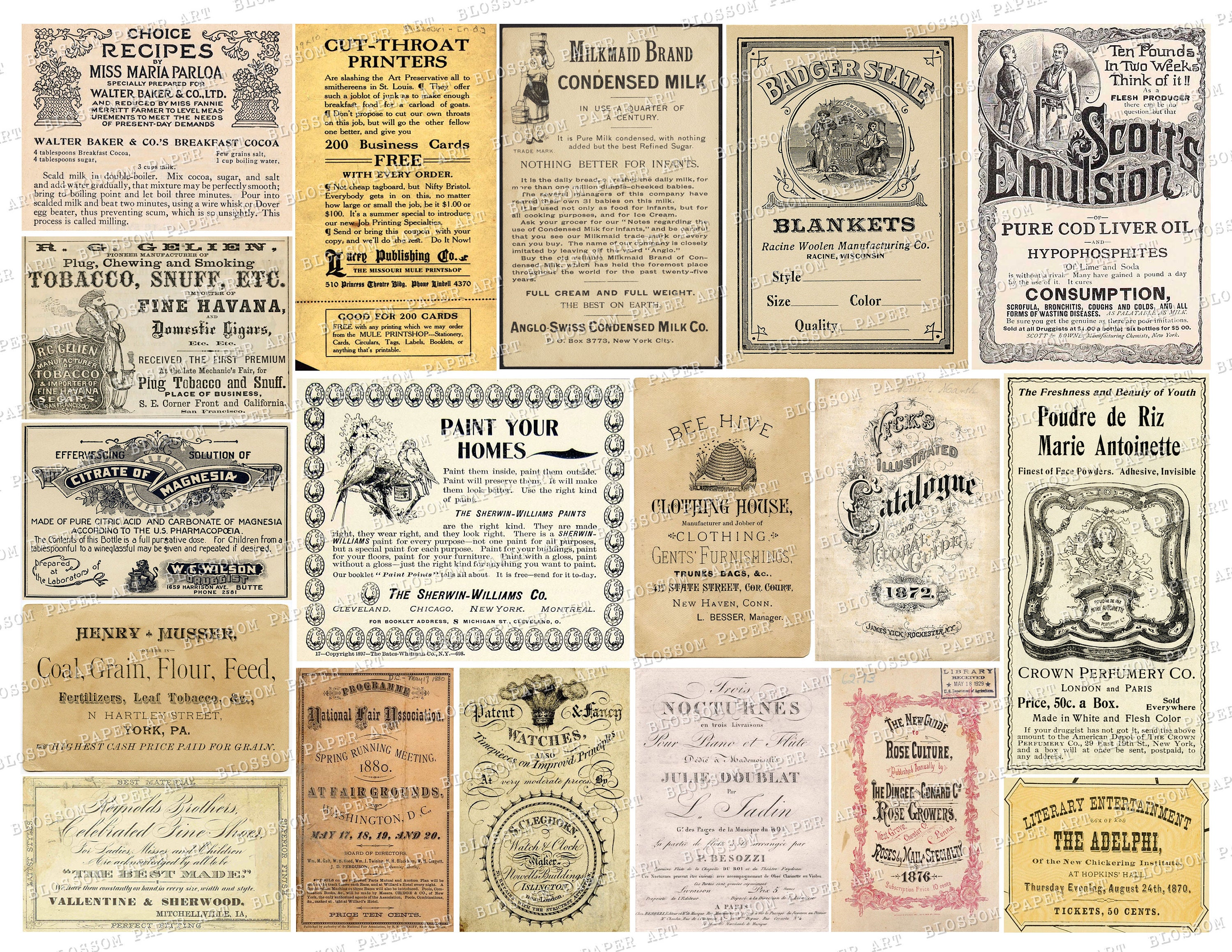 Vintage Advertising, Printed and Mailed To You, Junk Journal Ephemera, –  The Scrapologist™