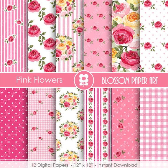Pink Digital Papers Pink Scrapbook Paper Pack Digital Paper | Etsy