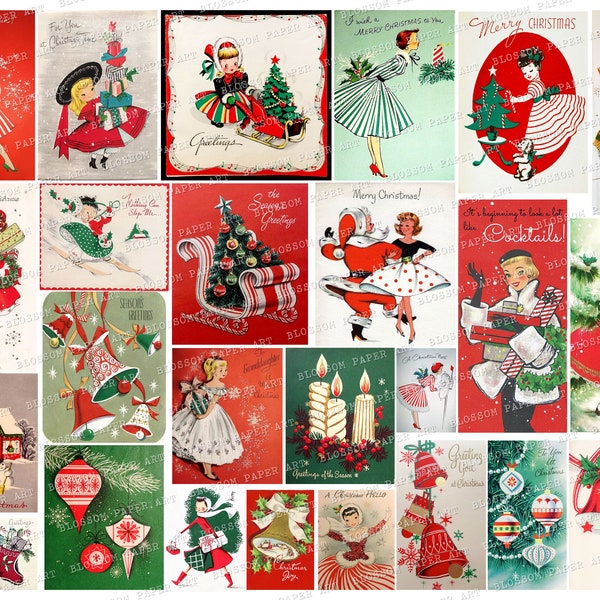 CHRISTMAS Printable Digital Download Vintage Christmas Collage Sheet - Vintage Digital Scrapbook Instant Download 2781