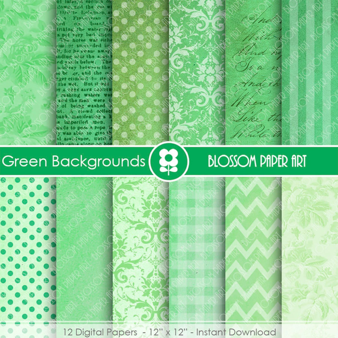 Digital Paper Green Digital Paper Pack, Scrapbooking, Backgrounds ...