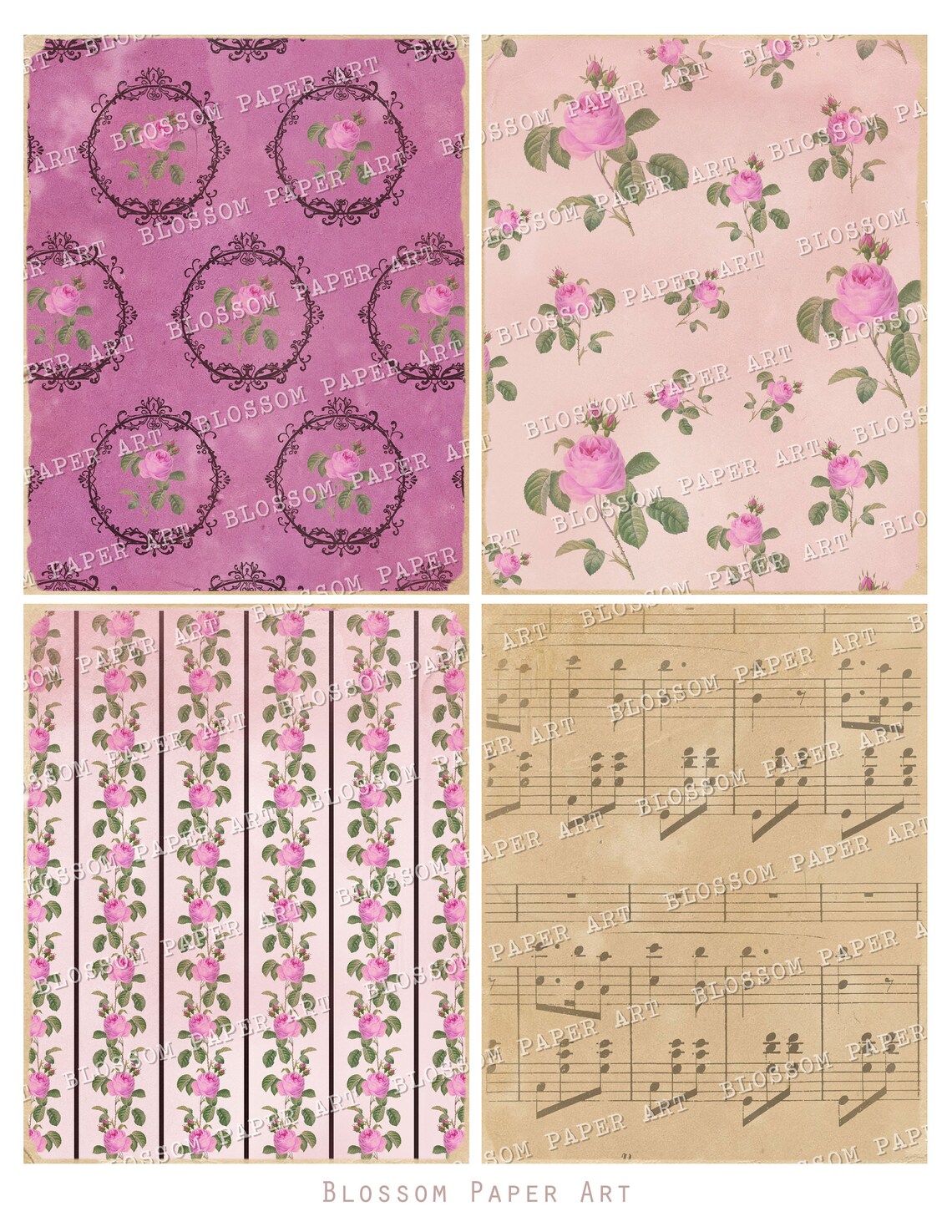 Digital COLLAGE SHEETS Printable VIntage Floral Collage | Etsy