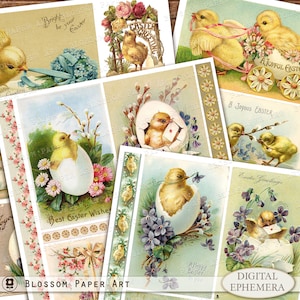 Cartoline di Pasqua, Effimeri del diario spazzatura, Cartoline pasquali vintage, Effimeri stampabili, Immagini antiche per la stampa, Download digitale 2880 1