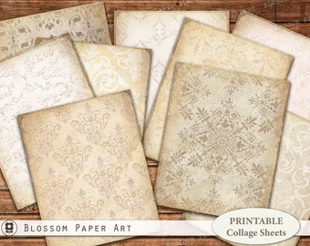 Vintage Paper Textures: Junk Journal Printable Collage Sheets (Digital Download)