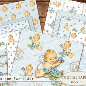 Baby Digital Paper, Retro Baby Scrapbook Paper, Vintage Baby Collage Sheet, Junk Journal Baby Ephemera Digital Download 2932 1