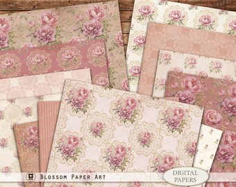 Rose Floral Digital Paper Pack, Vintage Ephemera (Digital Download) - 2968 6
