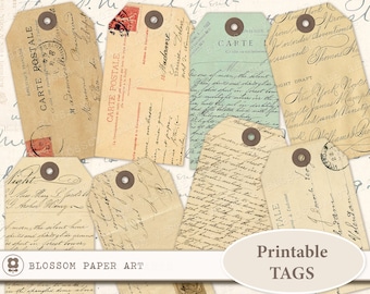 Vintage Postcard Printable Gift Tags: Scrapbook Paper Crafts (Digital Download) - 2231