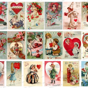 17 Printable Vintage Children's VALENTINE'S DAY CARDS Instant