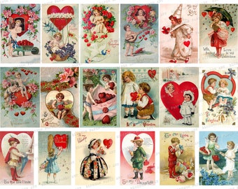 Vintage Valentine Cards, Printable Collage Sheet Valentines Vintage Ephemera Digital Collage Sheet Digital Download 2811