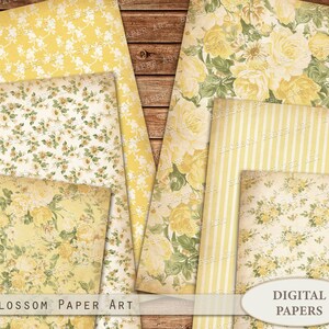 Pu&ograve; includere: Un set di 10 carte digitali con motivi floreali gialli. Le carte hanno un'estetica vintage e sono perfette per lo scrapbooking, la creazione di biglietti e altri progetti di artigianato.