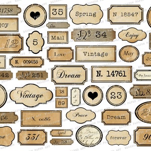 Vintage Label Printable Collage Sheet: Junk Journal Ephemera (Digital Download)