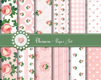 Roses, Pink  Digital Papers, DIY, Decoupage, Scrapbooking, Cardmaking - Collage Sheet - 1613