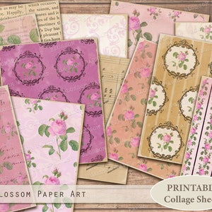 Vintage Floral Collage Sheets: Printable Junk Journal Paper (Digital Download)