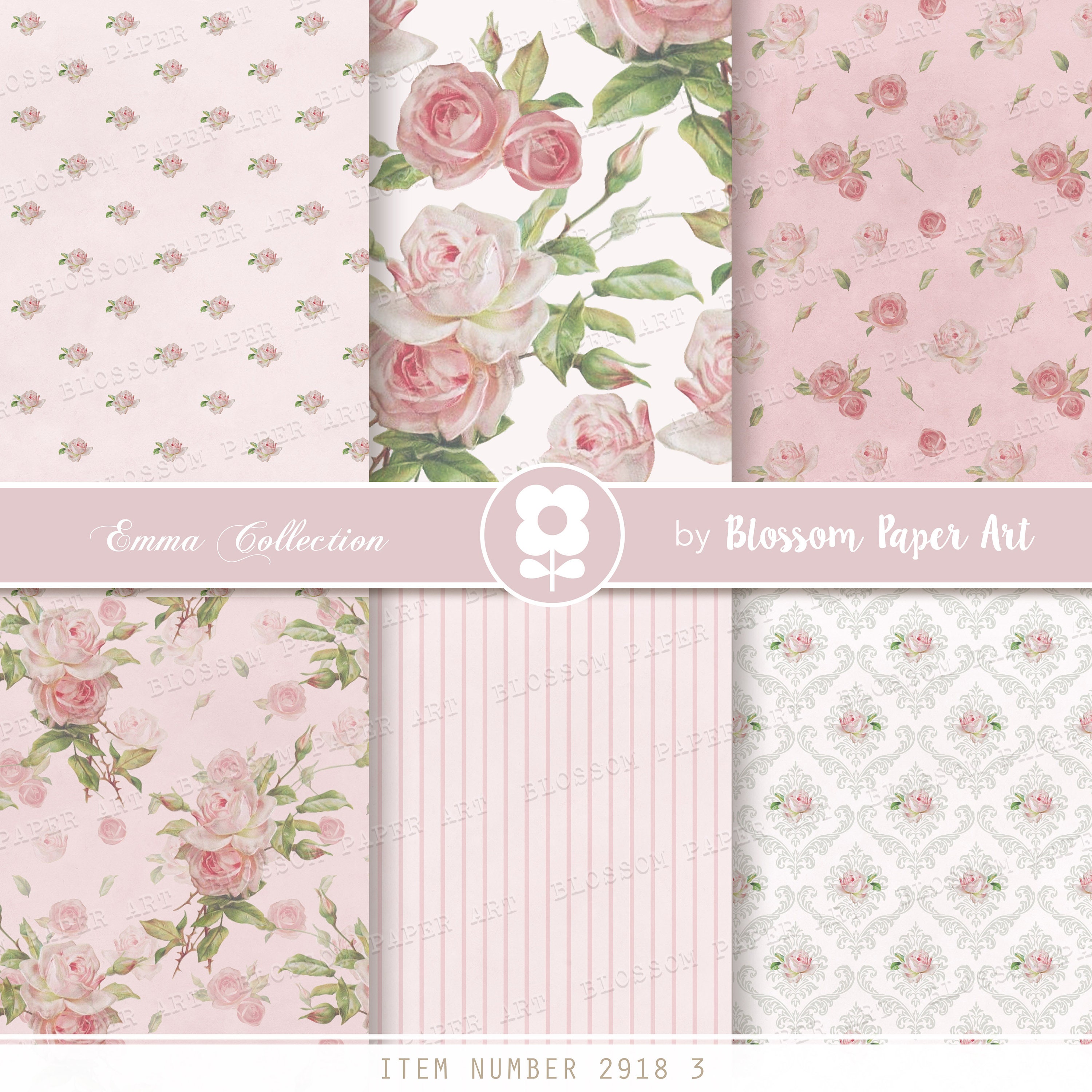 Vintage Roses Digital Paper: Floral Scrapbook Collage (digital Download ...