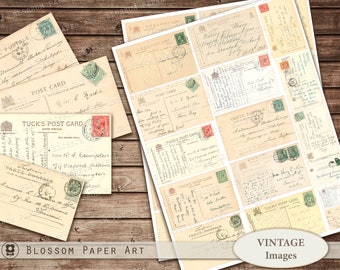 Hoja de collage de postales antiguas: Efímeras de diario basura (descarga digital)
