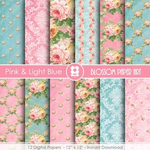 Scrapbook Digital Paper, Rose Digital Paper Floral Scrapbook Paper Pack, Wedding, Scrapbooking, Victorian Roses - INSTANT DOWNLOAD  - 1804