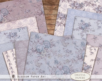 Vintage Floral Digital Paper: Rose Collage Sheets (Digital Download)