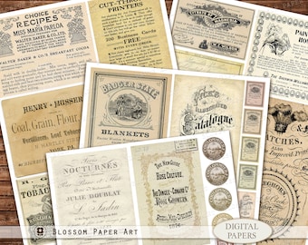Vintage Werbung Ephemera: Junk Journal Bilder (Digitaler Download)