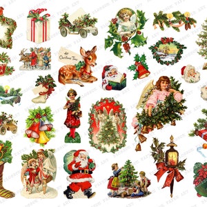 Christmas Graphics, Vintage Christmas Images, Printable Stickers, Scrapbook, Junk Journal, Die Cut 2705