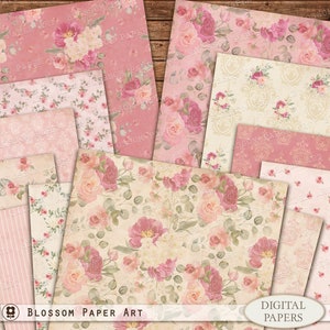 Vintage Floral Digital Paper: Rose Collage Sheets (Digital Download)